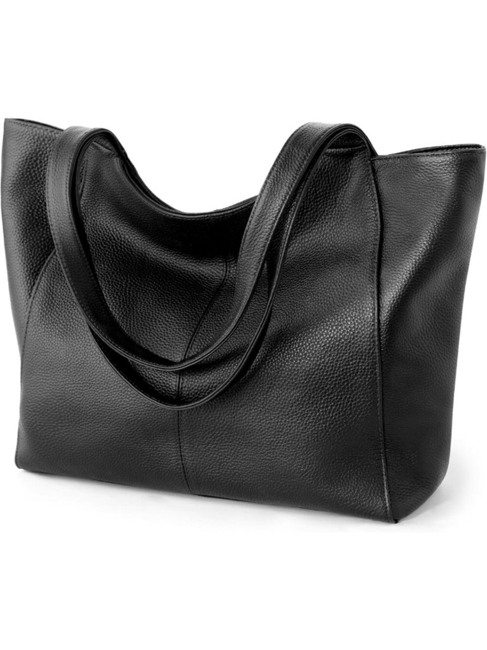Soft Genuine Leather Tote Bag for Women | Zippered Slouchy Work Handbag